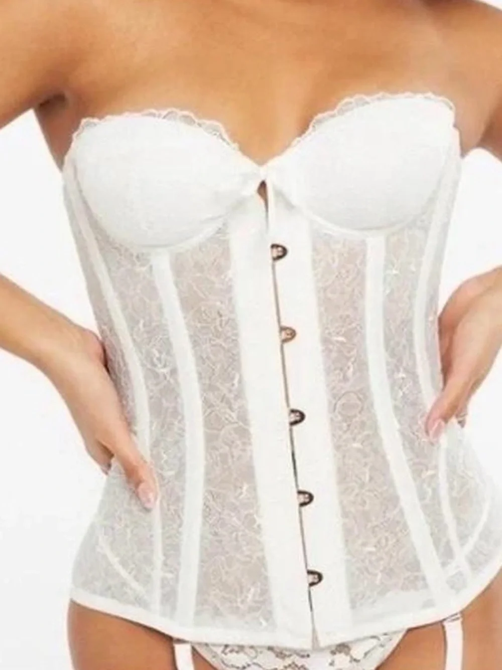 Savage X Fenty White Lace Strapless Corset Bustier - Picture 1 of 3